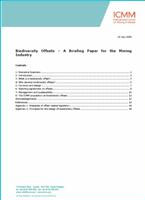 Biodiversity Offsets – A Briefing Paper for the Mining Industry.  Publication of International Council on Mining & Metals, London. 2005. 
