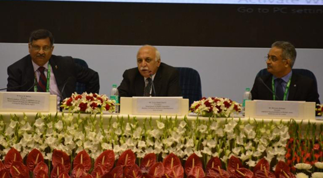 Shri V.S. Oberoi, Chair of the session addressing the audience