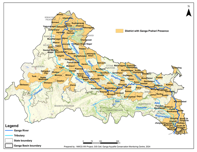 Ganga Prahari presence in Ganga Basin